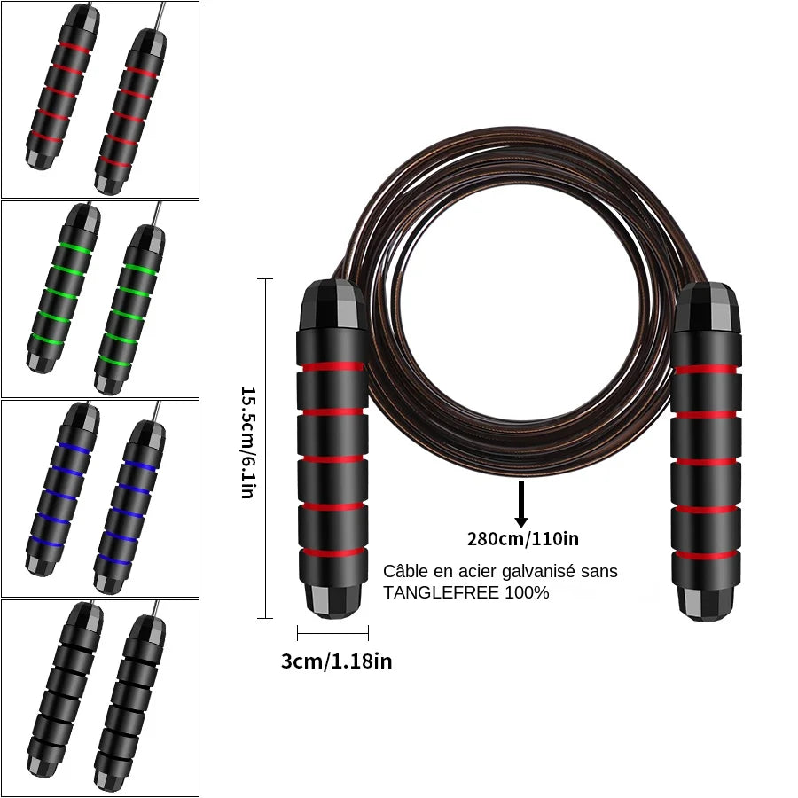 Corde à Sauter Rapide- Fils d'Acier & ajustable