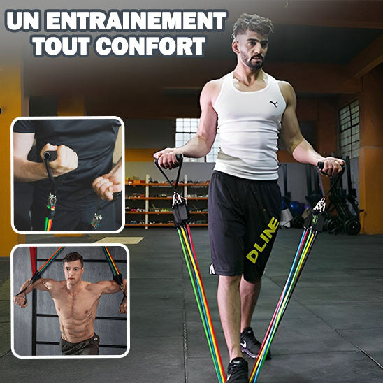 Set d'élastiques pour musculation - 5 niveaux différent allant jusqu'à 150lbs